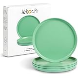LEKOCH 4-Teilige Bunte Bio Bambus Camping Quadratische Teller Set