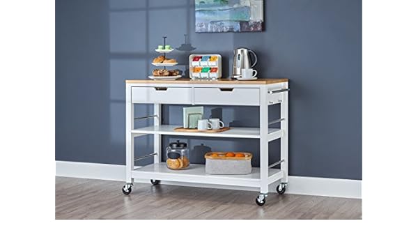 Trinity 121 9 Cm Bambus Kuche Insel Mit Schubladen Weiss Amazon De Kuche Haushalt