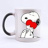 Color: Blanco. Fantástica taza Snoopy personalizable de cerámica mágica que cambia de color taza de morphing taza de café té leche vasos de beber