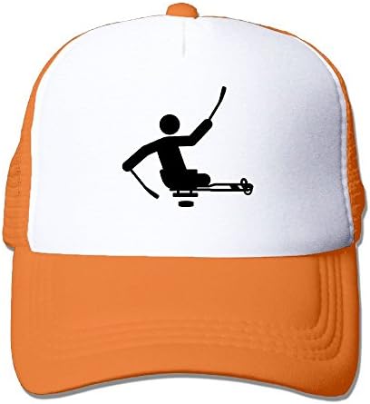 Physically Challenge Sled Hockey Big Foam Snapback Hats Mesh Back Adjustable Cap Orange