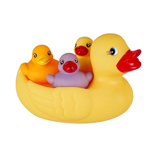 Preisvergleich Produktbild SOLINI "Schwimm-Entenfamilie" Badespielzeug-Set 4 Teile / Badewannenspielzeug / Wasserspielzeug / Bade Spielzeug Ente für Babys und Kleinkinder / Farbe: gelb