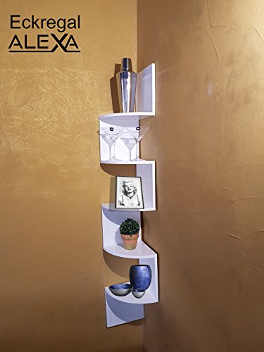 Hochglanz Eckregal Alexa (Hochglanz Weiß) - 2