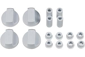 EUROPART Set de 16 boutons rotatifs - Diamètre : 38 mm - Blanc - Avec adaptateurs - Universel - Pour plaques de cuisson toutes les marques