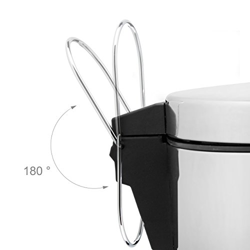 Relaxdays Treteimer 5 L aus Edelstahl H x D: 27 x 20,5 cm Abfalleimer in Metall-Optik als Abfallbehälter und Tretmülleimer für Küche und als Kosmetikeimer im Bad Tretmülleimer, silber - 5