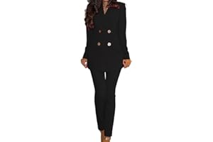 ORANDESIGNE Tailleur Donna Pantaloni e Giacca Elegante Blazer Elegante Completo Tinta Unita Maniche Lunghe Reverse Due Pezzi Tuta Business OL Formale per Ufficio