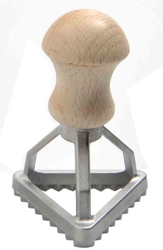 Eppicotispai 1-3/4-Inch Aluminum Triangular Ravioli Stamp with Beechwood Handle