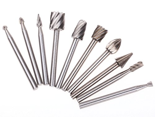 SPTA 10tlg HSS-Fräser Stich-Spitzen & 10tlg HSS Fräser-Set Fur Proxxon Dremel Kabelgebundenes Multifunktionswerkzeug Schleifen, Schleifen, Polieren–3mm Schaft - 8