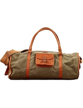 LE VOYAGEUR XL Khakigrün Reisetasche aus Baumwolle und Büffelleder PAUL MARIUS Größe XL