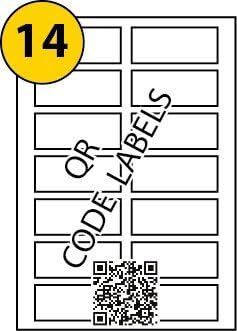14 QR Code Labels per page X 5 Sheets, Avery L7122 Compatible, White Blank Multi function Self-Adhesive, Printable with Copier, Laser or Inkjet Printer, 80mm x 35mm - A LABELS4U ®TM Branded Product