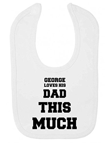 Personalised Name Loves His Dad This Much Cute Custom Father's Day Gift Velcro Fastening Baby Bib
