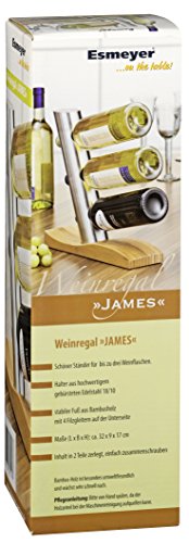 Esmeyer 199-296 Weinregal „James“ Weinflaschenhalter aus mattiertem Edelstahl, auf einem geschwungenen Bambus-Fuss, - 3