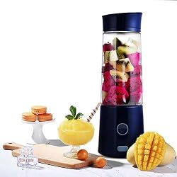 TTLIFE Blender Portable Mixeur Multifonction 400ml USB Rechargeable 5000mAh Verre Éléctrique Mixeur 4 INOX Lames pour Fruit, Légume, Millkshake Smoothie, Certifié BPA/FDA, Bleu