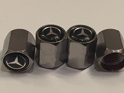 4 x Chrome Tyre Valve Dust Caps (Fits Mercedes Benz) Set of 4 Alloy Wheel AMG