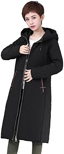 Women Down Jacket Hooded Long Sleeve Pocket Zipper Lightweight Weatherproof Warm Thicker Outwear Puffer Coats Padded Parkas . Black . Xl