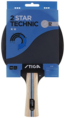 Stiga 2-Star Technic, Concave, Racchetta da Ping Pong Unisex-Adulto, Nero/Rosso, Taglia Unica