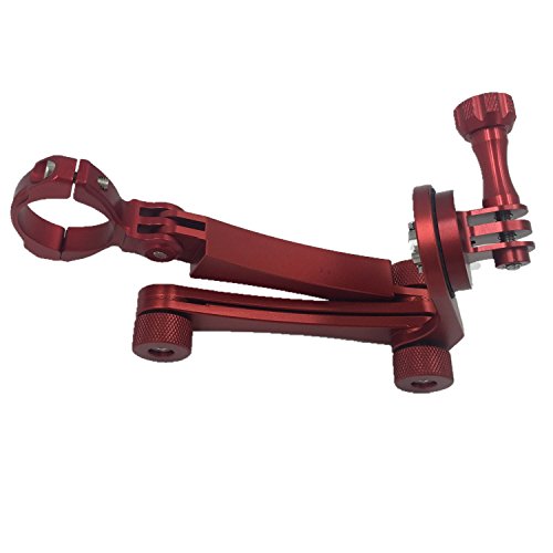 jeerui aluminio telescópico de mano abrazadera de soporte de bicicleta para cámara GoPro Hero 4/3 +/3/2/Xiaomi yi/SJ, color rojo