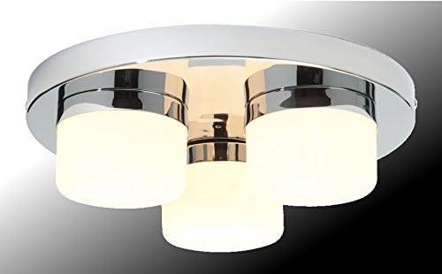 Marco TielleBathroom Ceiling Light in Chrome Finish with White Frosted Glass Shades IP44 Rated