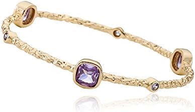 Riccova Arctic Mist 14k Gold-Plated Bangle With Lavender Squares Stones 65 mm
