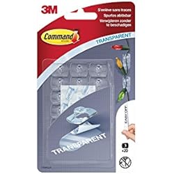 Command Pack de 20 Clips décoratifs avec 24 languettes Transparent