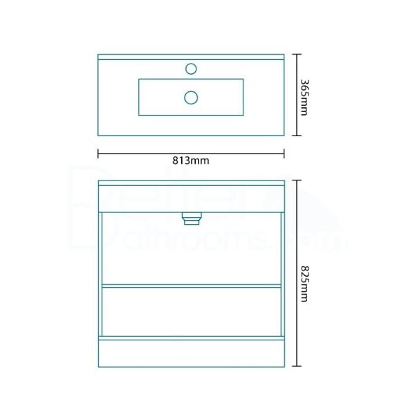 800 Vanity Unit with Basin for Bathroom Ensuite Cloakroom - Luxury Soft Closing White Compact Design - Inset Ceramic Hand Wash Sink - Modern Deep Fill 2 Door Storage Cupboard in Gloss Finish - includes Internal Shelf (Dimensions ** MDF Furniture Cabinet - Height: 825mm, Width: 813mm, Projection: 365mm ** Basin Weight: 13kg) - Image 8