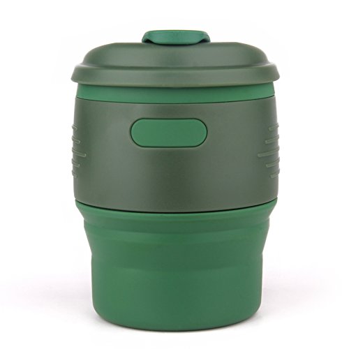 Silikon Kaffeetasse, Case Wonder 350ml (12.3Oz) Faltbarer Kaffeebecher, Coffee to go Becher, Zusammenlegbare Silikon Kaffeetasse, Isolierte Silikon-Kaffeetasse Faltbarer Tee-Schale / Spielraum-Becher, Idee für Büro, Haus und Geschenk (Armeegrün)