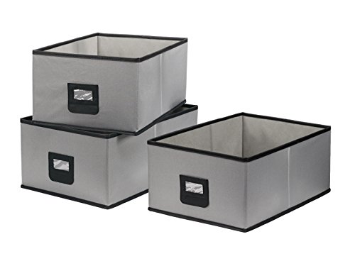 StorageManiac: 3 Stück - Stabile Schubladen, Ablagefach aus Polyester, Farbe: grau