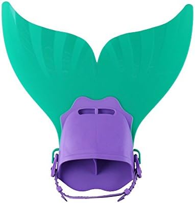 AUXFUN Adjustable Mermaid Swim Fin Diving Monofin Swimming Foot Flipper Mono Fin Swim Training For Kid Children (Green)