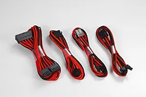 Phanteks 24 Pin/8pin (4+4) M/B, 8pin (6+2) PCI-E Extension Cable Kit 500mm Length, Black/Red (PH-CB-CMBO_BR)