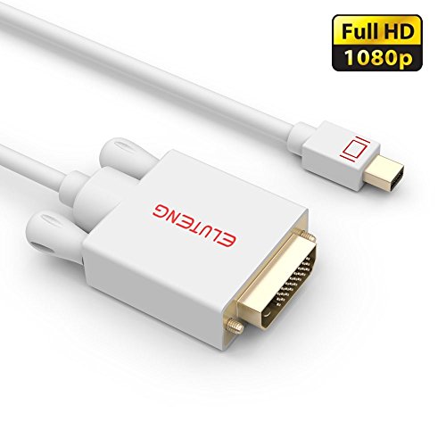 ELUTENG Mini DisplayPort DVI Adapter 1m Mini DP zu DVI Stecker Konverter Kabel 1080P Signal Konverter in Weiß