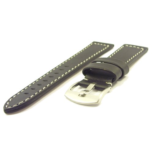 Massives ZeitPunkt-Chrono Lederband schwarz 24 mm Massives ZeitPunkt-Chrono Lederband schwarz 24 mm