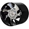 wowobjects High-Speed 6 Inch Exhaust Fan in-Line Duct Kitchen Fan | Extractor Metal Industrial Fan | Toilet Fan 220V | 6 Inch Standard Size (Color: Black)