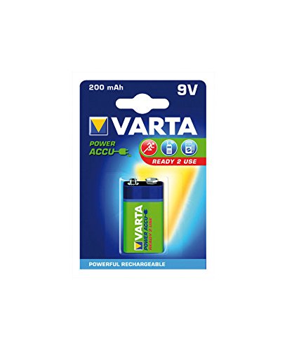 Varta Rechargeable Accu Ready2Use vorgeladener 9V-Block Akku (9V, 200mAh), wiederaufladbar ohne Memory-Effekt - sofort einsatzbereit
