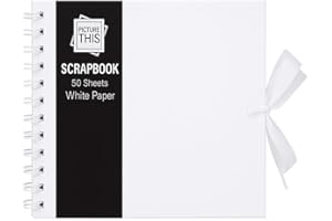 Sixstore Kraft Small/Medium/Large Square Scrapbook- Quality Kraft Paper Scrapbook with Ribbon (White, Small 15cm x 15cm - 50 Sheets)