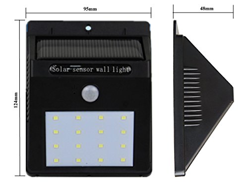 Trango 16 LED Solarleuchte Wandleuchte Sicherheitsleuchte inkl. Bewegungsmelder & Helligkeitssensor sorgen für Auto AN/AUS TGSOL-YF16 (1er Pack TGSOL-YF16) - 3