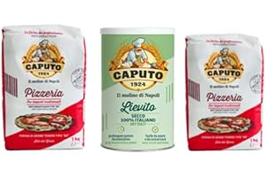 PRESTIGE FOOD & WINE Caputo Pizza Kit - Italian Premium Flour type "00" Pizzeria 2x1kg + Dry Yeast 100gr