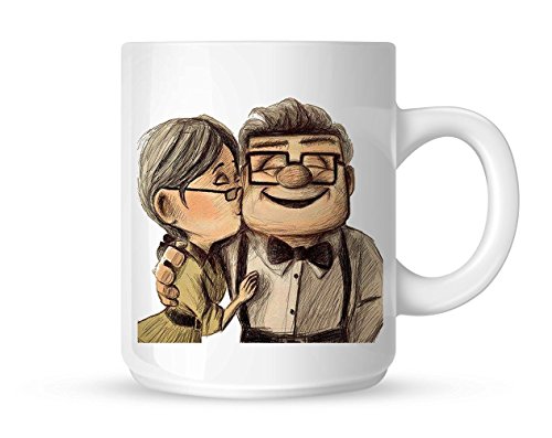 Mug Disney Pixar Carl y Ellie up películas Taza Color Blanco Taza de 300 ml