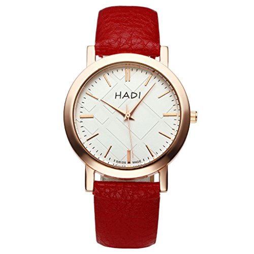 JSDDE Uhren,Fashion Herren Damen Armbanduhr Casual Lederarmband Damenuhr Rosegold Analog Qaurzuhr,Rot JSDDE Uhren,Fashion Herren Damen Armbanduhr Casual Lederarmband Damenuhr Rosegold Analog Qaurzuhr,Rot