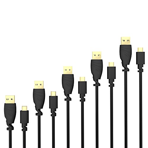 5 x KabelDirekt 1m schwarzes Micro USB 2.0 Kabel - TOP Series