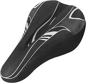 Frackson Black and Grey Soft Bicycle Silicone Gel Saddle Seat & Cycling Cushion Pad ( 200 Gm to 230 Gm) Bike Cycle Gel Cover