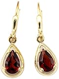 Gewicht ca. 1,45 Gramm. Ohrringe Gold 333 Granat Ohrhänger Hänger 8 Karat Gelbgold Granatohrringe