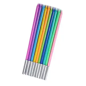 Wanna Party Multicolor Neon Rainbow Cake Candles Long Thin Cake Candles Pastel Birthday Candles for Party Wedding Birthday Cake Decorations-Neon, 10 Pcs