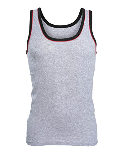 5er Pack MT® Herren Tanktop Melangefarben – Herren Unterhemden Achselhemden Sporthemden im 5-Farb-Pack - 6