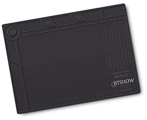 BTSHOW Magnetishce Lötunterlage/Silikonmatte Hitzebeständige Lötmatte Reparaturmatte/Hitzeschutmatte/Projektmatte von Lötkolben, Heißluftgebläse für Lötstation, Smartphone, Computer Reparatur, Silikon Anti-Rutsch Arbeitsunterlage Magnetic Project Mat, Geschenk für Techie 35x25CM - 2