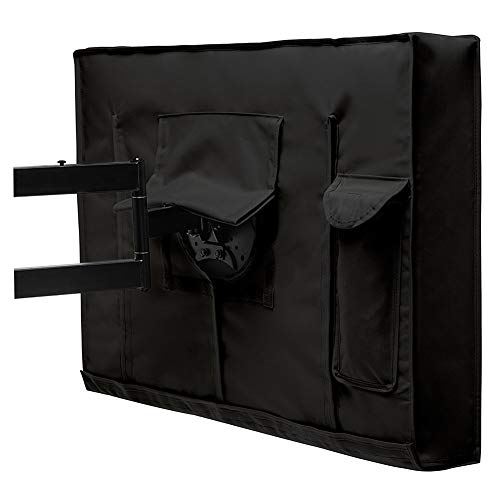 Preisvergleich Produktbild FF Gartentischabdeckung Möbelabdeckung Schwarze TV-Außenabdeckung mit Fernbedienungstasche, wetterfester Universalschutz für 22- bis 70-Zoll-Fernseher (Size : 55''-58'')