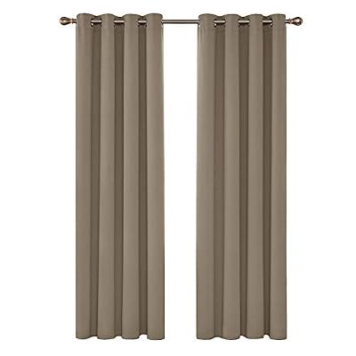 Deconovo Lot de 2 Rideaux Occultants Solides Lourds à Oeillets 135cm x 240cm, Isolant Thermique pour Rall, Taupe