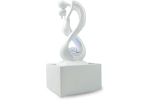 ZEN LIGHT Zen'Light - Nowoczesna fontanna wewnętrzna Amor White z kolorowym światłem LED - Wystrój w stylu sztuki współczesnej, idealna medytacja i relaks - Oryginalny design Obrotowa kula zamknięta -