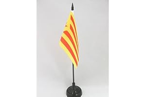 BANDERA de MESA de CATALUÑA ESTELADA VERMILLA 15x10cm - BANDERINA de DESPACHO CATALUNYA INDEPENDENTISTA GROGA 10 x 15 cm - AZ FLAG