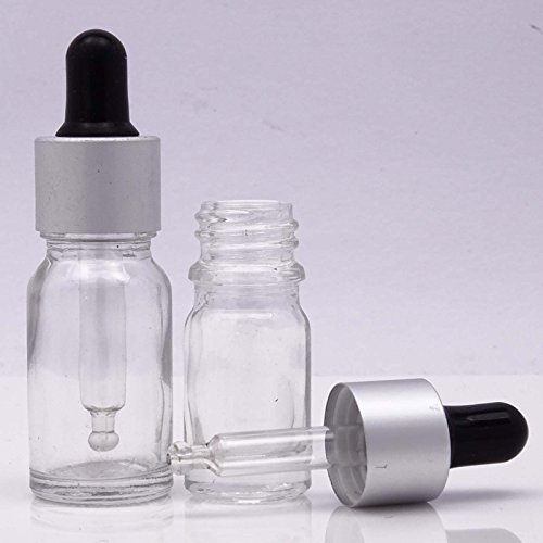 MT Bottles & Jars 12 Stück x Leer Klarglas Augentropfflasche Aromatherapie Großhandel Ätherische Öl Pipette Tropfflaschen mit Silberkuppe