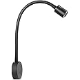 Obeaming 12V LED Reading Light Motorhome, Dimmable Caravan Bedside Reading Lamp for Boat Camper Van Travel Trailer Truck Cabin, 24V Flexible Gooseneck Spotlight with Switch&USB Charger Port(Black)