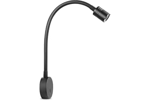 Obeaming Lampade da Lettura LED 12V Dimmerabile Luce da Comodino per Camper Barca Furgone Cabina, Flessibile Collo di Cigno con Caricatore USB&Pulsante Interruttore Dimmer, 12-24V(Nero)